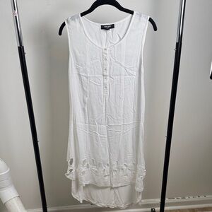 Nine West White Sleeveless Lightweight Dress Tunic with Cute Hem Detail Size Med